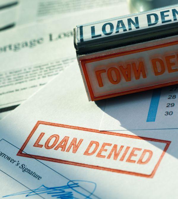 Loan denied stamped on application