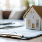 a home model placed on loan papers - home loan concept